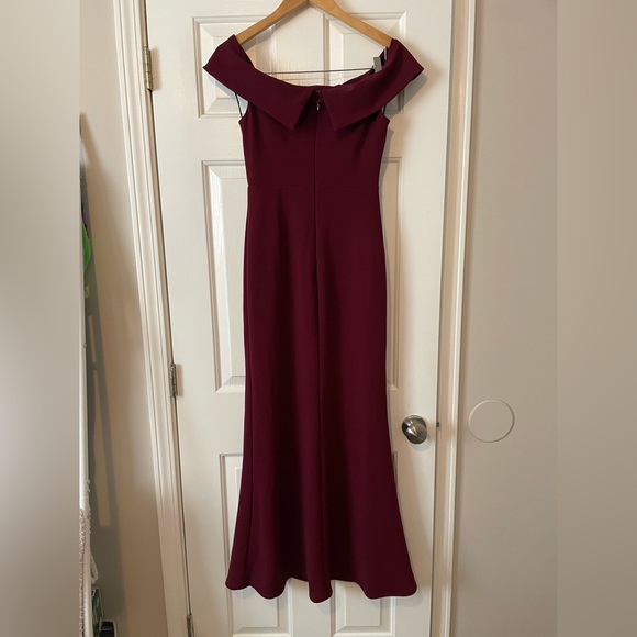 Lulu’s Enchanting Romantic Burgundy Off-the-Shoulder Maxi Dress - Picture 4 of 7